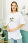 156438 B Yaka Baskili Oversize Tshirt